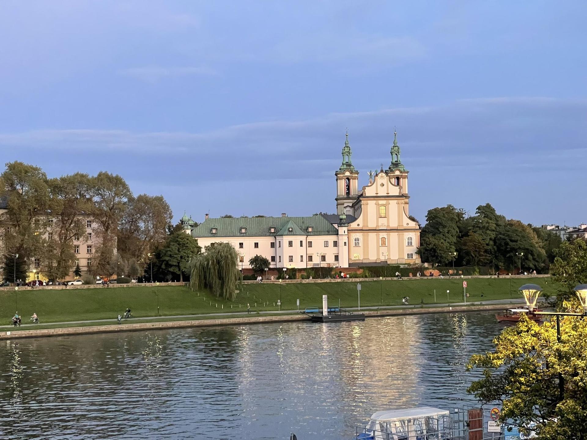 View of river and old town in Krakow