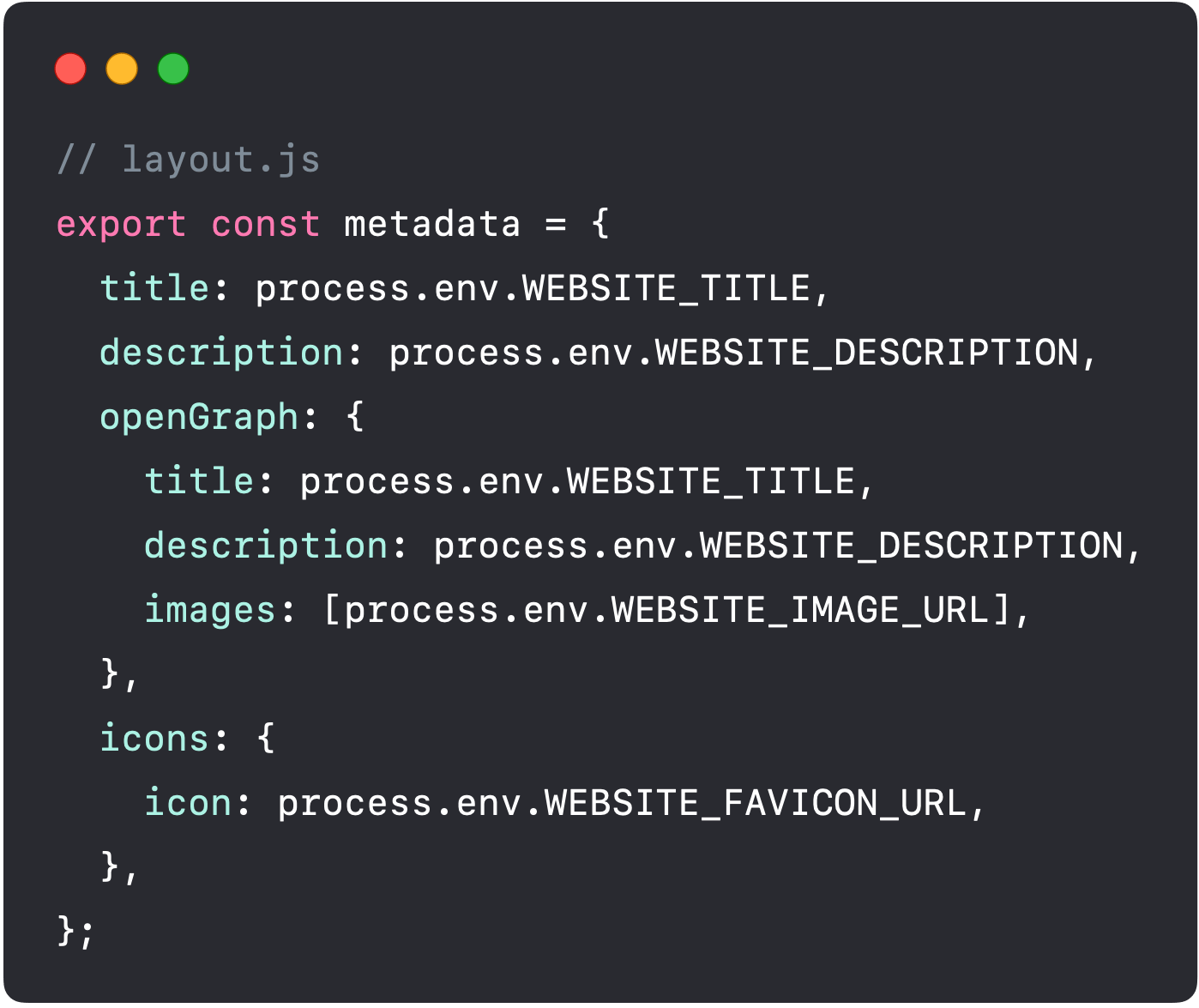 Setting the site's metadata and favicon in layout.js